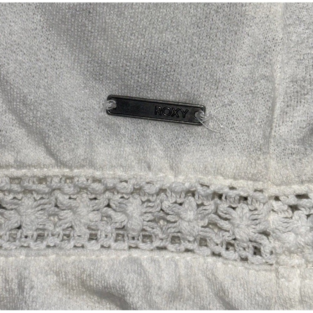 Roxy Halter Swing‎ Dress Cover Up Women SZ M Ivory Pockets Crochet Boho Hippie - Picture 10 of 13